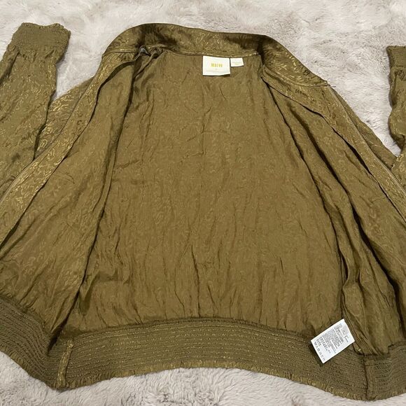 Maeve by Anthropologie Women's M Silky Bomber Jacket Modern Chic Trendy Layering - Picture 6 of 14
